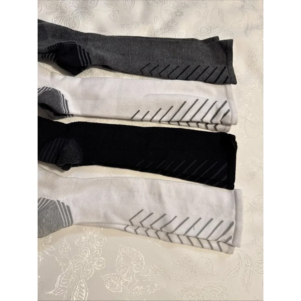 Tommie Copper 4 Pack SnugStay Compression Socks Black White Gray Large 10-12.5